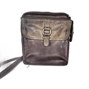Fossil Brown leather Crossbody organize Women bag purse‎